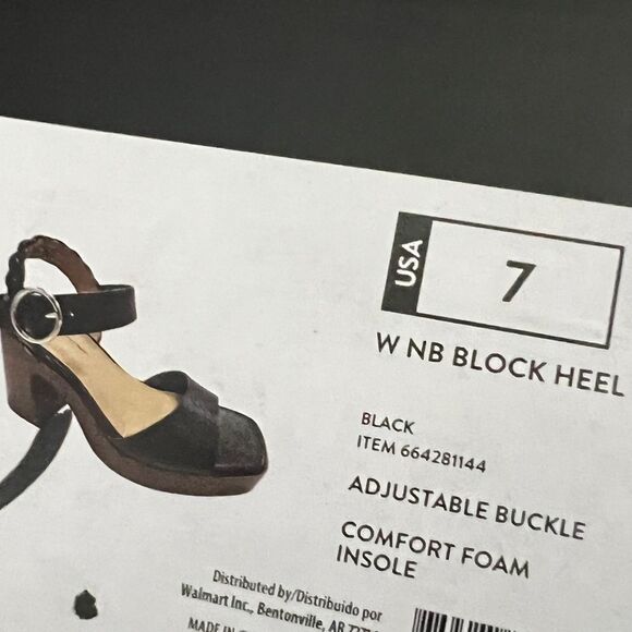 NWT No Boundaries black Women's Block Heel Sandals Size 7 new in box - Picture 3 of 7